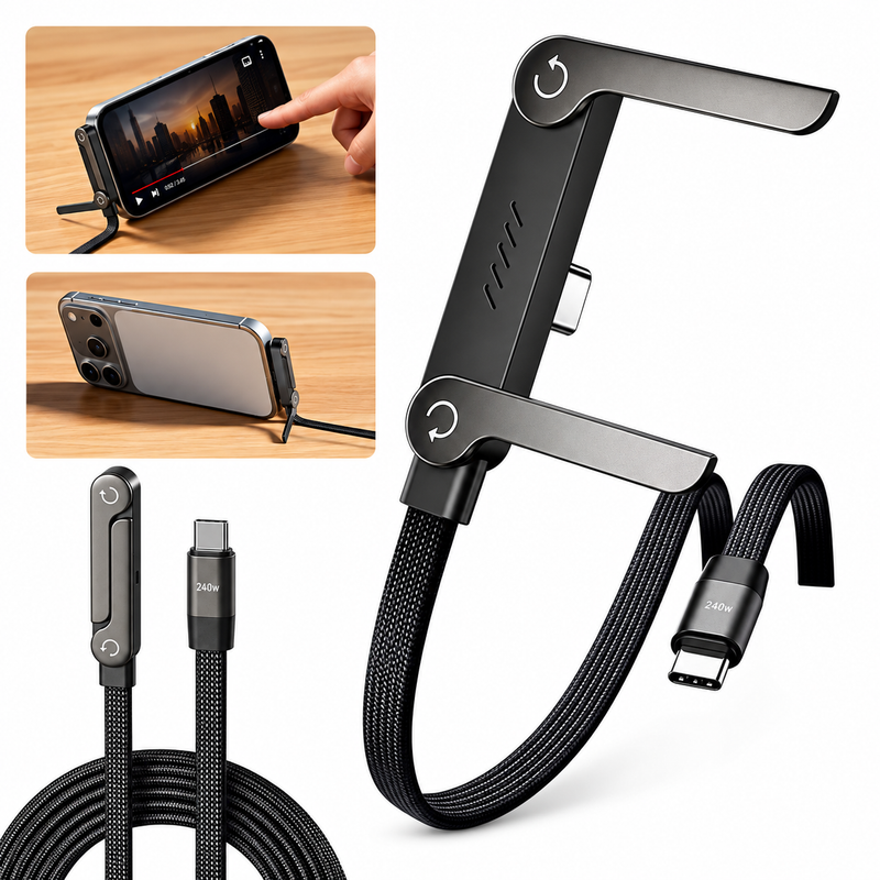 240W Folding Phone Holder with Fast Charging Cable – Adjustable Stand for Daily Use