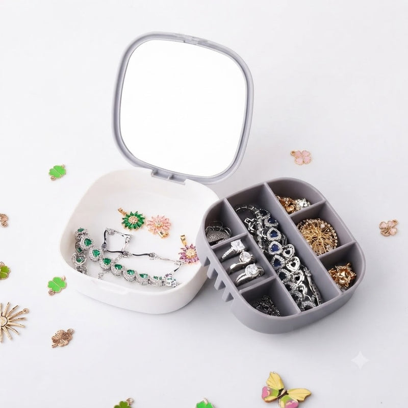 A portable, mini storage box designed for travel